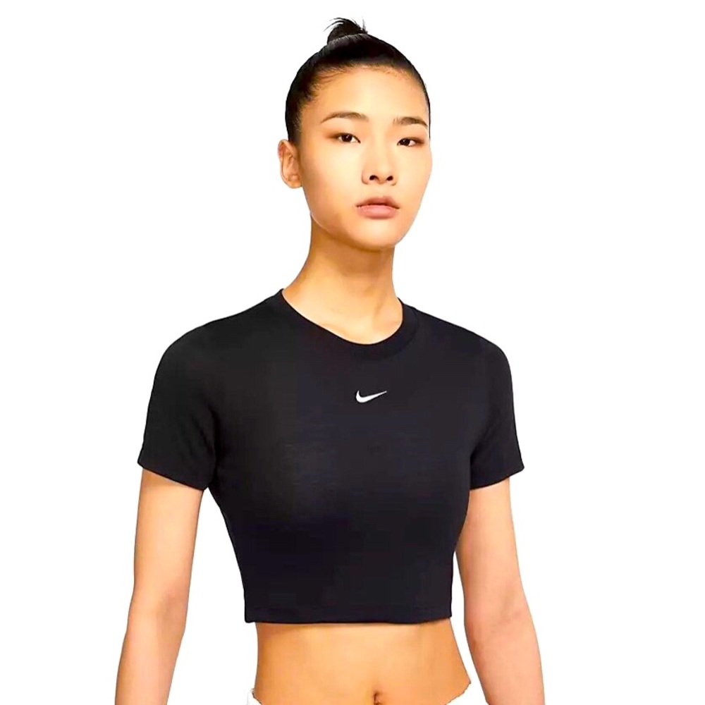 Nike Swoosh Black Crop T Shirt
